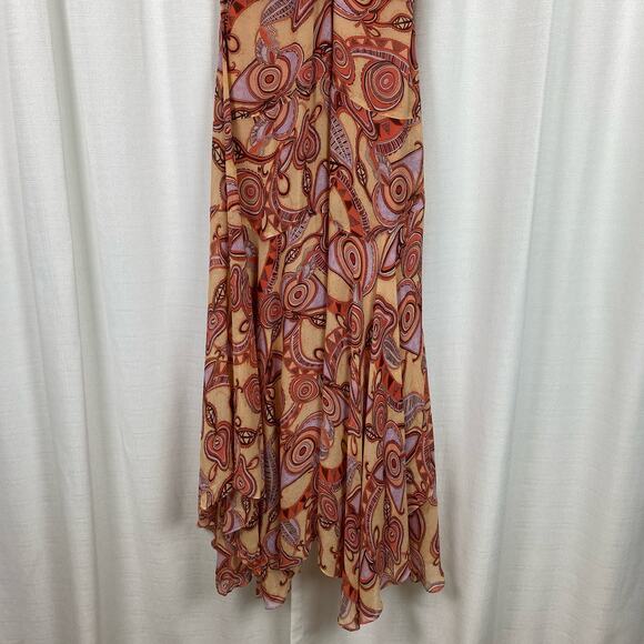 A.L.C. Nude Peach Multi Silk Amina Handkerchief Hem Midi Dress Sz.8 NWT - Picture 7 of 16